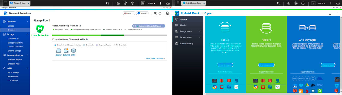 Snapshots e Hybrid Backup Sync