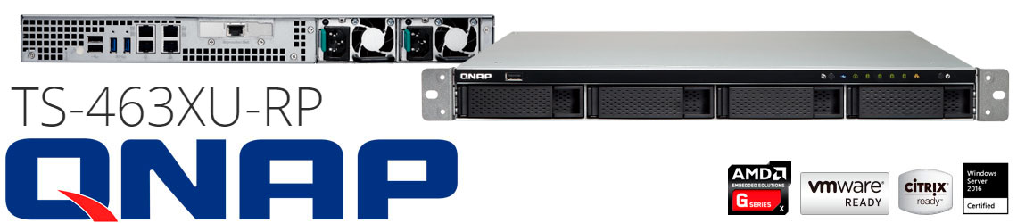 TS-463XU-RP Qnap, servidor NAS 4 baias hot-swappable com uma porta 10GbE