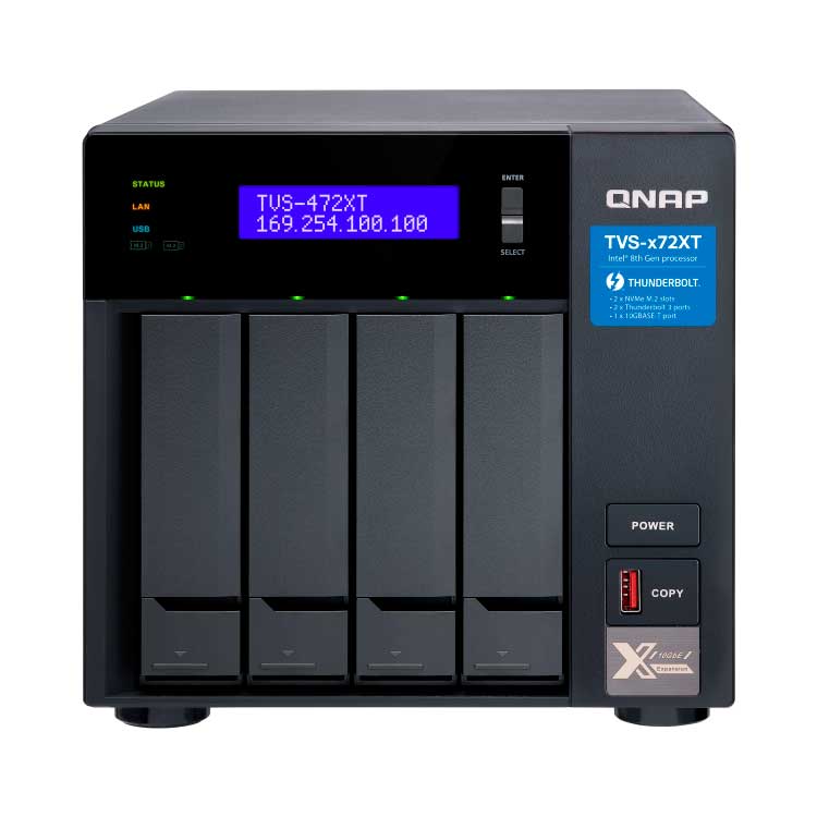TVS-472XT Qnap - Storage NAS 4 baias p/ HDD SATA/SSD Thunderbolt